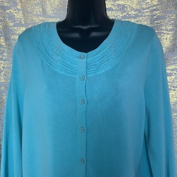 Talbots Blue Knitted Cardigan/Sweater Size L - Picture 3 of 10